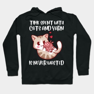 Funny Cat And Yarn Playing Kawaii Cat Lover Hoodie